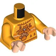 Torso, Christmas Sweater, Mandrake, Orange Leaves print, Bright Light Orange Arms, Light Nougat Hands