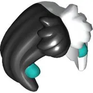 Hair Mid Length, Parted with White Left Side, Dark Turquoise Band print