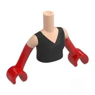Minidoll Torso Woman with Red Arms with Hands with Black Dress, Light Nougat Shoulders print