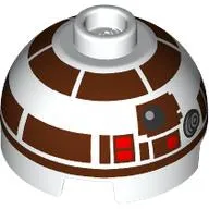 Brick Round 2 x 2 Dome Top with Dark Brown Astromech Droid print (R7-D4)