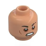 Minifig Head Darth Dev, Black Eyebrows with Cut, Surprised/Dark Nougat Eyeshadow, Angry