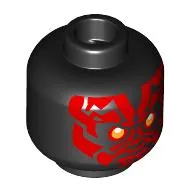 Minifig Head Darth Maul, Red Face, Yellow Eyes Print