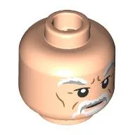Minifig Head Ki-Adi-Mundi, White/Light Bluish Grey Eyebrows, Beard, Nougat Lines on Back