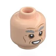 Minifig Head Sim Aloo, Light Nougat Eyebrows, Nougat Wrinkles, Grumpy / Open Mouth Smile