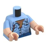 Torso, Dual Molded Arms with Crumbled, Half Open Shirt, Dark Brown Strap, Blue Pants, Nougat Shirt Print, Bright Light Blue Sleeves Pattern, Light Nougat Arms and Hands