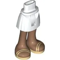 Minidoll Hips and Mid-Length Shorts with Medium Brown Legs, Tan Sandals print