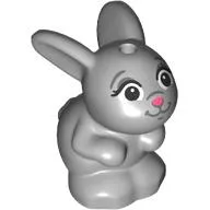Animal, Rabbit / Bunny Sitting with Dark Bluish Grey Features, Dark Pink Nose print