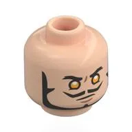 Minifig Head Dracule Mihawk, Thick Back Eyebrows, Beard, Moustache, Yellow Eyes