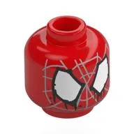 Minifig Head Hobie Brown, Silver Disorganized Spider Webbing, White Eyes with Dripping Black Border