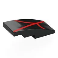 Brick Curved 4 x 2 No Studs with Red Webbing print