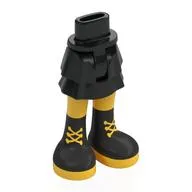 Minidoll Hips and Layered Skirt with Black Boots, Yellow Legs, Laces print