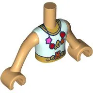 Minidoll Torso Boy with Warm Tan Arms and Hands with Light Aqua Shrt, Gold Belt, Star, Shells On Necklace print