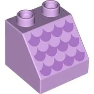 Duplo Brick 2 x 2 Slope 45°, Medium Lavender Scallops Print