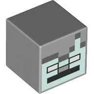 Minifig Head Special, Cube with Pixelated Light Aqua Face, White Eyes, Black Mouth print