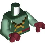 Torso, Pixelated Sand Green Collar, Dark Brown Trim, Gold Laces, Dark Red Belt print, Sand Green Arms, Dark Red Hands