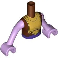 Minidoll Torso Girl with Lavender Arms and Hands with Gold Knight Armor, Reddish Brown Tunic print