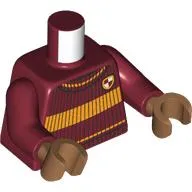 Torso, Knitted Sweater, Bright Light Orange Stripes, Gryffindor Crest print, Dark Red Arms, Medium Nougat Hands