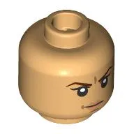 Minifig Head Suki, Dark Brown Eyebrows, Frown / Open Mouth