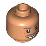 Minifig Head The Wizard, Dark Bluish Grey Eyebrows, Moustache, Open Mouth Smile