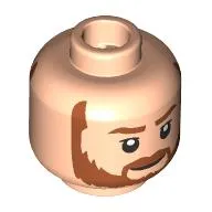 Minifig Head Obi-Wan Kenobi, Dark Orange Eyebrows, Beard, Neutral / Angry Scowl