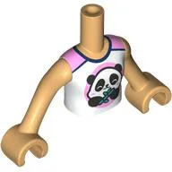 Minidoll Torso Girl with Warm Tan Arms and Hands with White/Bright Pink Top, Panda print