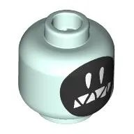 Minifig Head Grimey, Black Face, White Eyes, Sharp White Teeth