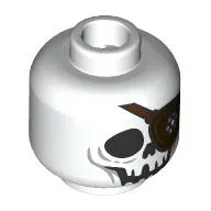 Minifig Head One-Eyed Willie, Skeleton Skull, Dark Brown Eyepatch, Silver Jewels