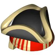 Tricorn Hat with Bandana Tan, Red Stripes print