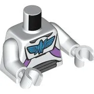 Torso, Space Suit Armor, Dark Azure Falcon, Lavender/Dark Bluish Grey Markings print, White Arms and Hands