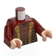 Torso, Robe, Gold Trim, Decorations, Copper/Gold Lattice print, Dark Red Arms, Light Nougat Hands