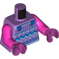 Torso, Knitted Sweater, Blue/Lavender/Bright Light Blue Pattern print, Dark Pink Arms, Magenta Hands