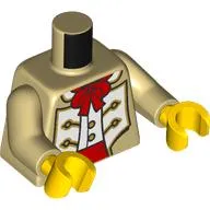 Torso, Coat, White Panels, Red Bow Tie, Sash, Gold Trim print, Tan Arms, Yellow Hands