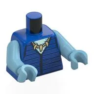 Torso, Dark Blue Stripes Shirt, Tan Shark Teeth Necklace, Dark Blue Tattoos on Right Arm print, Medium Azure Arms and Hands