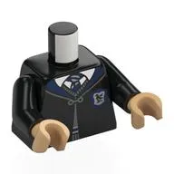 Torso, Robe with Clasp, Dark Blue Collar, White Shirt, Dark Blue/White Tie, Ravenclaw Crest Print, Black Arms, Warm Tan Hands