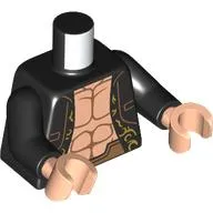Torso, Open Shirt, Gold Decorations, Light Nougat Chest, Muscles print, Black Arms, Light Nougat Hands