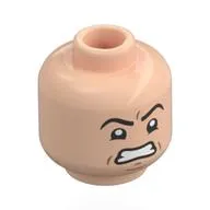 Minifig Head Peter Parker, Black Eyebrows, Open Mouth Smile, Raised Eyebrow / Angry Scowl