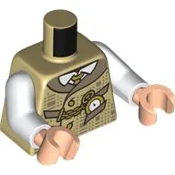 Torso, Buttoned Vest, Dark Tan Color, Gold Watch On Chain, White Shirt, Tie print, White Arms, Light Nougat Hands