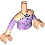 Minidoll Torso Girl with Light Nougat Arms and Hands with Lavender Dress, Flowers, Dark Blue Trim, Silver Necklace print