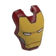 Headwear Accessory Visor Top Hinge, Rounded with Gold Ironman Mask, White Eyes Print