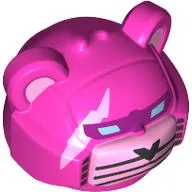 Minifig Head Special, Robot Bear (Team Leader) with Bright Pink Snout, Scar, Black Nose, Whiskers print