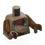 Torso, Jacket with Dark Blue Stripes, Dark Brown Shirt, Red Handkerchief, Tan Bag print, Reddish Brown Arms and Hands