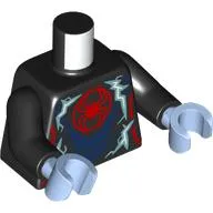 Torso, Muscles, Red Spider, Dark Blue Armor, Metal Blue Lightning Bolts print, Black Arms, Bright Light Blue Hands