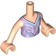 Minidoll Torso Girl with Light Nougat Arms and Hands with Lavender Dress, White/Sand Blue Lines print