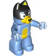 Duplo Figure Dog Large with Dark Blue Head, Bright Light Yellow Chest (Bandit)
