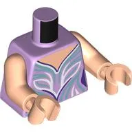 Torso, Lavender Dress, White/Sand Blue Lines print, Light Nougat Arms and Hands