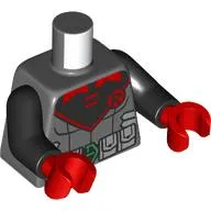 Torso Bodysuit, Light Bluish Green Utility Belt, Black Chest, Red Circle with 'R', Red Trim print, Black Arms, Red Hands