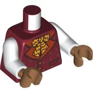 Torso, Dress, Nougat Dots, Orange Buttons, Yellow Striped Collar, Yellow/Brown Bowtie print, Dark Red Arms, Medium Nougat Hands