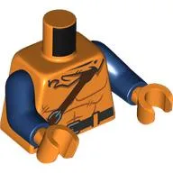 Torso, Muscles, Reddish Brown Strap, Black Belt, Hood print, Dark Blue Arms, Orange Hands