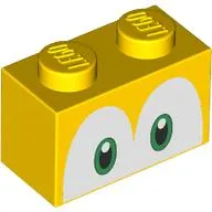 Brick 1 x 2 with Green Eyes (Koopa Troopa) Print