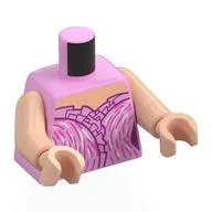 Torso Dress, Bright Pink Ruffles, Dark Purple Trim, Silver/Dark Pink Streaks print, Light Nougat Arms and Hands